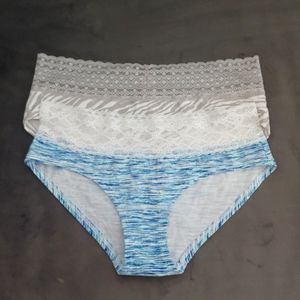 Two Vintage Victoria's Secret Print Hiphugger Panties- Lace Waistband, Small NWT